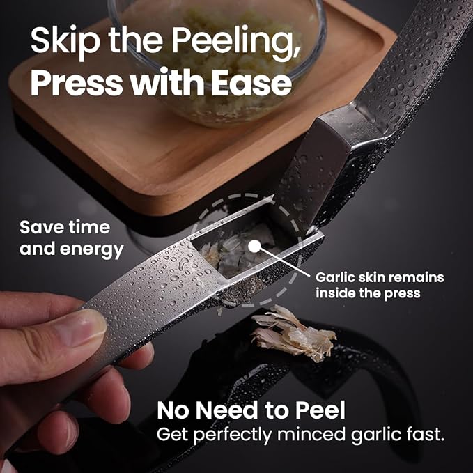 Gourmet Easy Lifetime Replacement Garlic Press, No Need to Peel, Fine Mince | Detachable Design for Easy Cleaning, Ergonomic Handle for Effortless Press, Stainless Steel Rust-Resistant, Dishwasher Safe