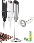 SIMPLETASTE Milk Frother Handheld Electric Foam Maker Battery Operated | Drink Mixer with Stainless Steel Whisk for Cappuccino, Bulletproof Coffee, Latte, Gray, with Stand