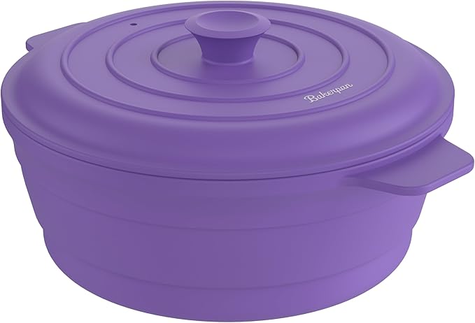 Bakerpan Collapsible Silicone Microwave Vegetable Steamer with Lid - 64 oz Silicone Steamer Pot for Cooking, Steaming & Reheating Food - BPA-Free, Dishwasher Safe