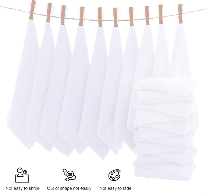 MOONQUEEN Ultra Soft Premium Washcloths Set - 12 x 12 inches - 24 Pack - Quick Drying - Highly Absorbent Coral Velvet Bathroom Wash Clothes - Use as Bath, Spa, Facial, Fingertip Towel (White)
