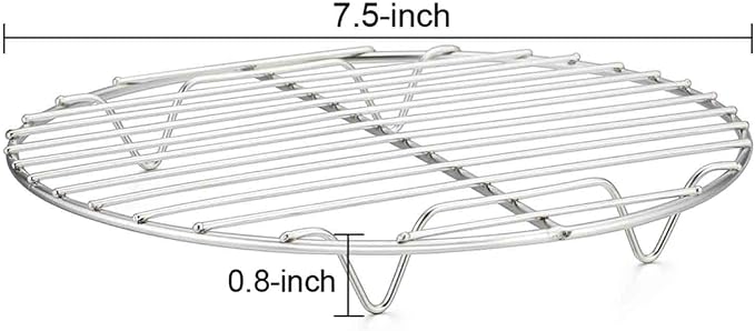 TeamFar Round Cooling Rack Set of 4, 7½ Inch Round | Baking Steaming Roasting Rack Set Stainless Steel for Pot Air Fryer, Healthy & Mirror Finish, Dishwasher Safe & Rustproof