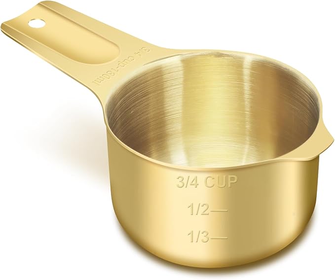 3/4 Cup (180 ml | 6 oz | 180 cc) Stainless Steel Measuring Cup, Metal Measuring Cup for Cooking & Baking(Gold)