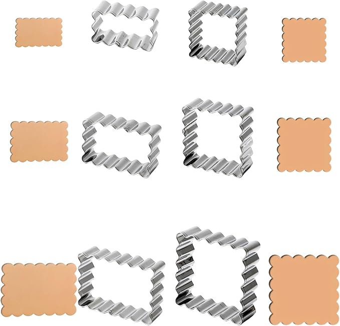 Stainless Steel Cookie Cutter Set, 6PCS Zigzag Rectangle Square Sandwiches Cutters Biscuit Molds,Geometric Frame Cookie Cutters Pastry Molds Perfect for Holiday Baking (Rectangle and Square)