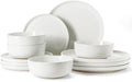 Famiware Milkyway 12-Piece Stoneware Dinnerware Set, White | Plates and Bowls for 4, Dishes Set for Everyday & Formal Use, Microwave & Dishwasher Safe, Chip & Scratch Resistant
