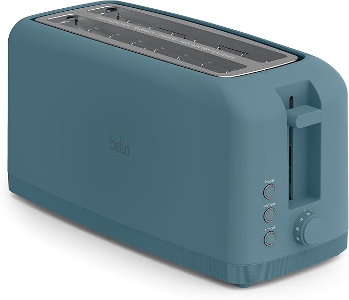 bella Fits-Anywhere™ Slim Toaster, 4 Slice Extra Long & Wide Slot, Surf