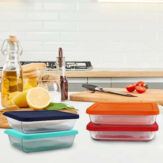 Sophico 6 Cup Rectangle Silicone Airtight Replacement Lid for Pyrex 7211-PC | Food Grade Silicone, Leakproof、Airtight Lids, Dishwasher Microwave Safe(4 pack)