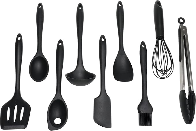Chef Craft Premium Silicone Cooking Tongs, 12 inch, Black