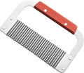 Crinkle Cutter Stainless Steel Potato Slicer Heavy Duty Wavy Crinkle Cutting Chopping Tools with Wooden Handle for Carrot Veggies | Heavy Duty Wooden Handle Sharp and Deep Waves Crinkle Cutting for Carrot Zucchini Pickled Cucumber Dishwasher Safety