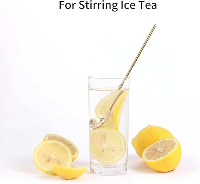 4 PCS 6.7 Inches Coffee Spoons, Stirring Spoons, Tea Spoons Long Handle, Teaspoons, Gold Spoons, Ice Tea Spoons, Long Spoons for Stirring, Espresso Spoons Stainless Steel
