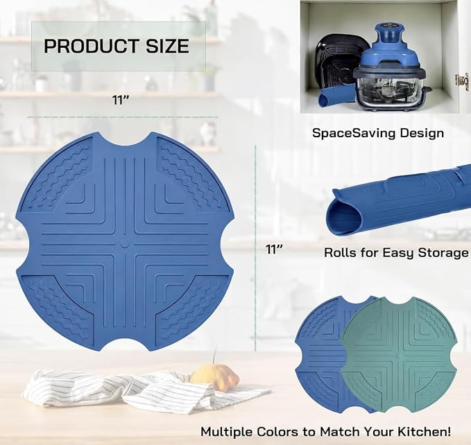 Silicone Heat Resistant Mat for Ninja Crispi Air Fryer, Non-Slip Hot Pad for Ninja Crispi Accessories Periwinkle, Compatible with Ninja Airfryer FN101PL