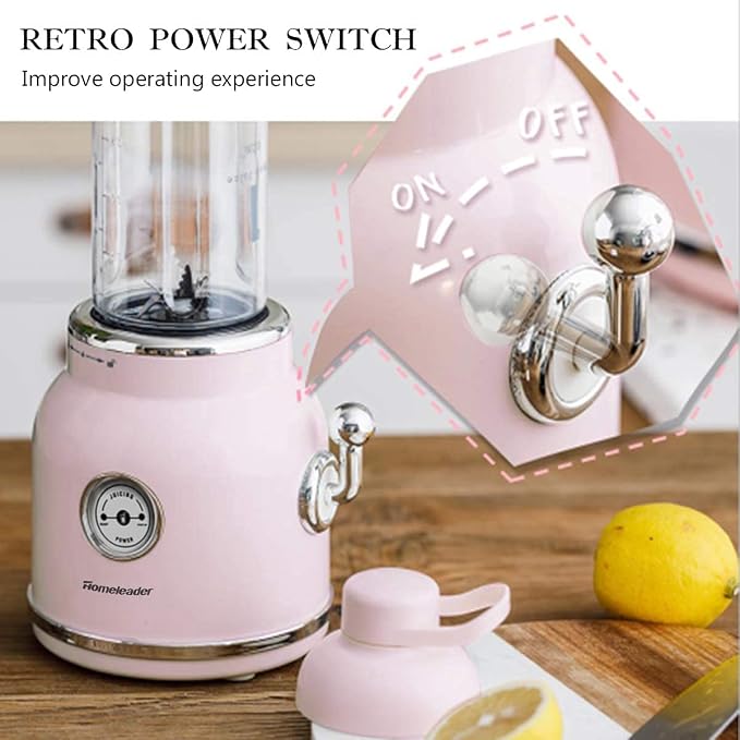 Smoothie Blender, Homeleader Portable Personal Blender with 6 Sharp Blades for Shakes and Smoothies, 21oz Travel Cup and Lids, Pink