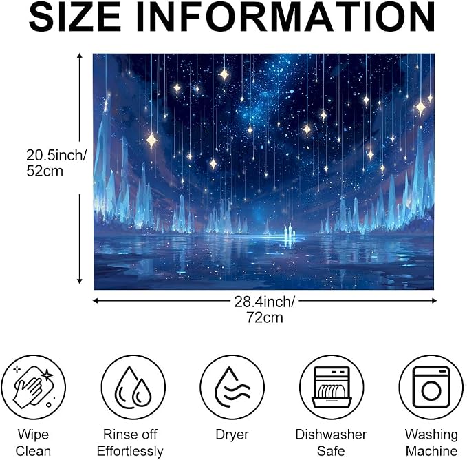 Blue Starlight Stove Top Cover 28.35x20.47 in Non Slip Mat | Heat Resistant Cooktop Protector Mat with Non-Slip Backing, Scratch Protection and Countertop Drying Mat.