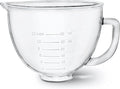 Glass Mixer Bowl For Kitchenaid Tilt-Head Stand Mixers 4.5-5 Quart, 5 qt Mixing Bowl Replacement For Kitchen aid With Measurement Markings,Handle