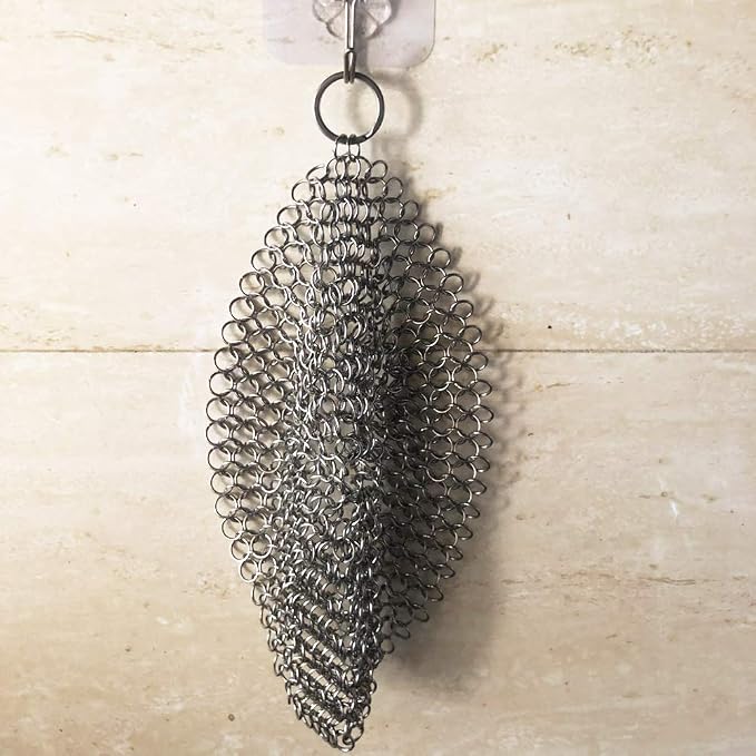 316 Premium Stainless Steel Cast Iron Cleaner, Chainmail Scrubber for Cast Iron Pan Pre-Seasoned Pan Dutch Ovens Waffle Iron Pans Scraper Cast Iron Grill Scraper Skillet Scraper HOVhomeDEVP