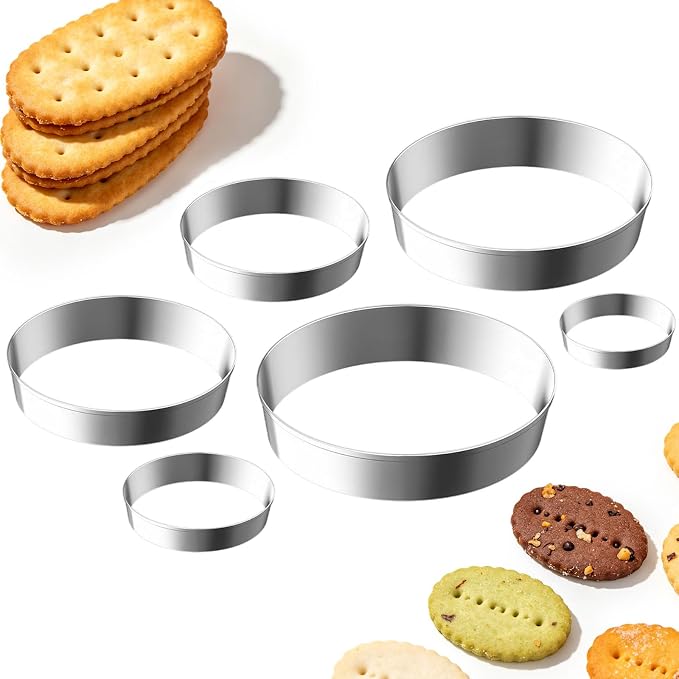 6 PCS Oval Cookie Cutter Set - Cookie Cutters (1.5-4 Inch), Stainless Steel Set for Baking, Cookies, Biscuits & DIY - Durable Oval Plaque Cutters for Holiday & Daily Use