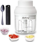 Electric Garlic Chopper Mini, Garlic Masher Crusher, Food Processor Small with Garlic Peeler And Spoon (250ML/8.5FL OZ, White)