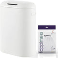 happimess 13.2 Gal Oval Motion Sensor Trash Can, Cotton White | Oval, Motion Sensor, Touch Mode, Soft Close Lid, Powder Coated Iron, 17.7" W x 9.84" D x 24.2" H