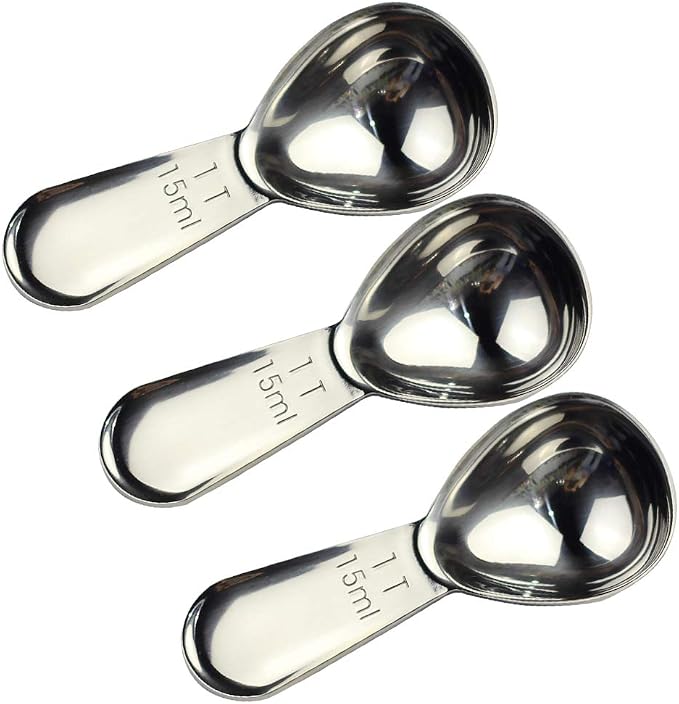 CoaGu 3pcs 15ml Coffee Scoops: Durable 18/8 Stainless Steel Tablespoons (1 Tbsp) for Precision Coffee Brewing and Baking