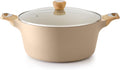SENSARTE Ceramic Nonstick Stock Pot with Lid, 2.6/4.5/6.6/8.5/11 QT Soup Pot Casserole Pot, Non-toxic Healthy Pasta Pot, Large Cooking Pot Stew Pot, Induction Compatible, PFOA PFAS PTFE Free, Taupe