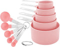 Measuring Cups and Spoons Set | 10-Piece Stackable Measuring Cups and Spoons for Dry and Liquid Ingredients (Pink)
