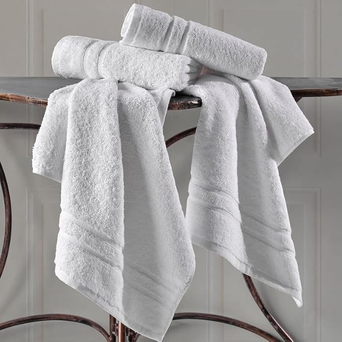 Hawmam Linen White Hand Towels for Bathroom, Set of 4, 16x29 Inch, Premium Turkish Cotton, Highly Absorbent Hotel Collection, Blissful Luxury Spa Feel, White Towels