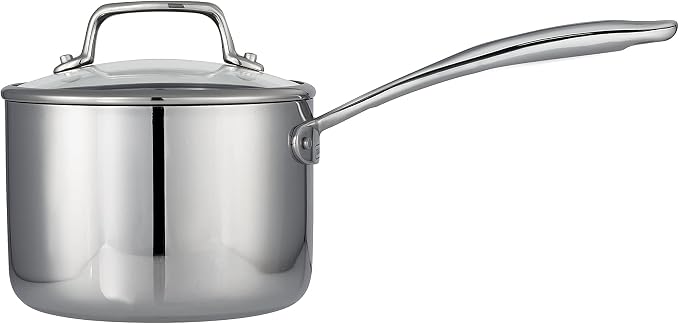 Tramontina Boston Tri-Ply Clad Stainless Steel 2-Quart Sauce Pan with Lid | Induction-Ready, Dishwasher-Safe, NSF-Certified