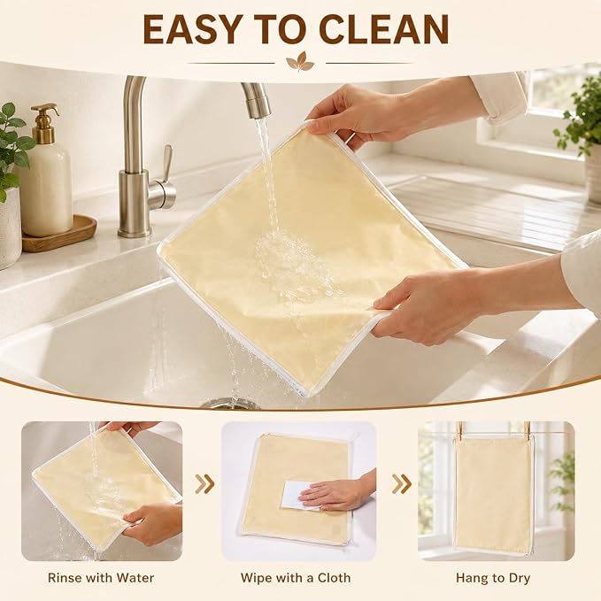 Beeswax Bread Bags for Homemade Sourdough Wide Zipper Access Reusable Bag | 17" x 13" Cotton Linen Bread Storage Bag with Handle & Date Labels, Keeps Loaves Fresh Longer, Freezer Friendly, Eco Friendly