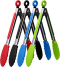 ZHIYE 9” Kitchen Tongs, 4 Pcs Silicone Tongs,Non-Slip Stainless Steel Tongs with Locking Clip for Food, Cooking, BBQ, Serving, Salad, Ice, Heat Resistant Food Grade