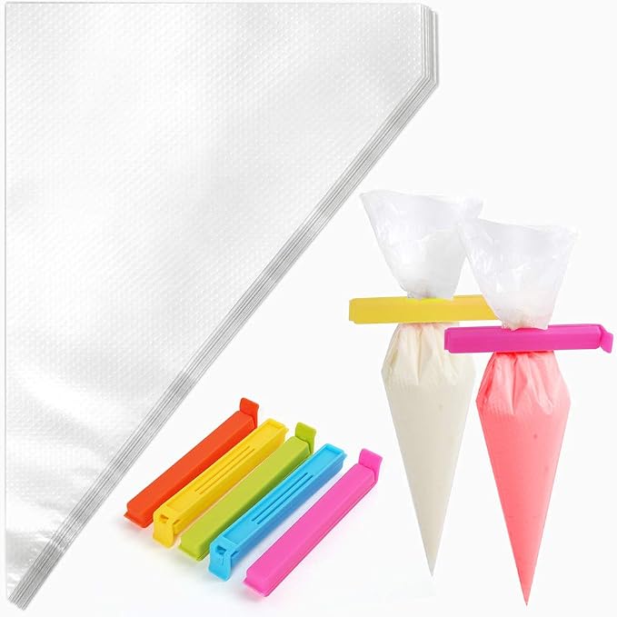 LotFancy 250pcs 12 Inch Piping Bags, Disposable Pastry Bags with 5 Clips | Anti-Burst & Non-Slip Icing Bags, Frosting Bags for Dessert, Pastry, Cookies, Cupcake Decorating