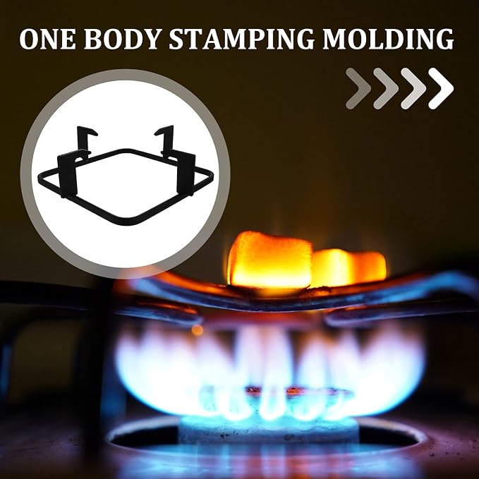 Uonlytech Gas Stove Burner Covers Cast Iron Wok Support Ring, 20. 7cm Square Gas Burner Rack Stove Trivets Cooktop Range Pan Holder Stand Stove Rack for Kitchen Camping Gas Cooker Cast Iron Wok