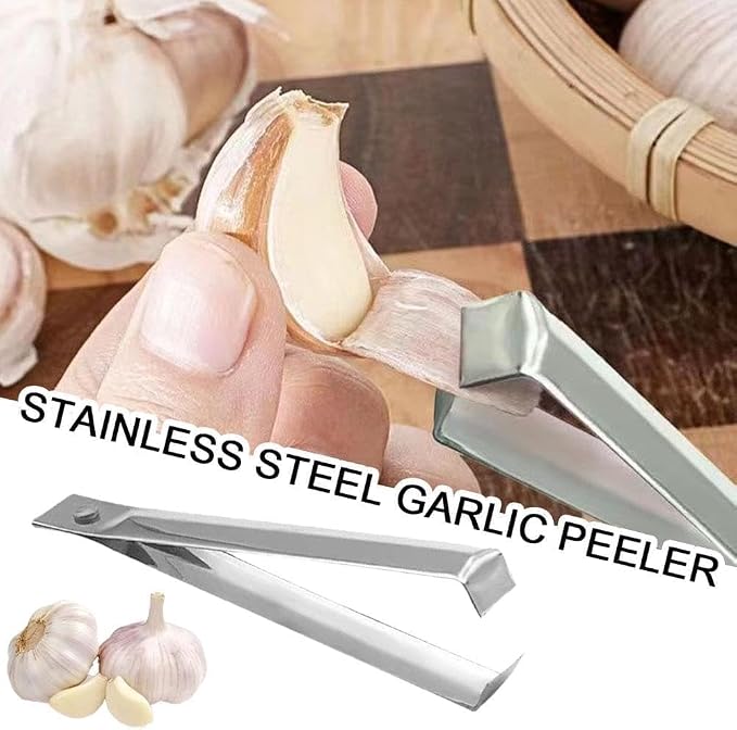 2 Pcs Garlic Peeler Skin Remover,Stainless Steel Peeling Clip,Garlic Tweezer Peeler Skin Remover Tool Precision Grip for Household, Kitchen Gadgets Garlic Tools
