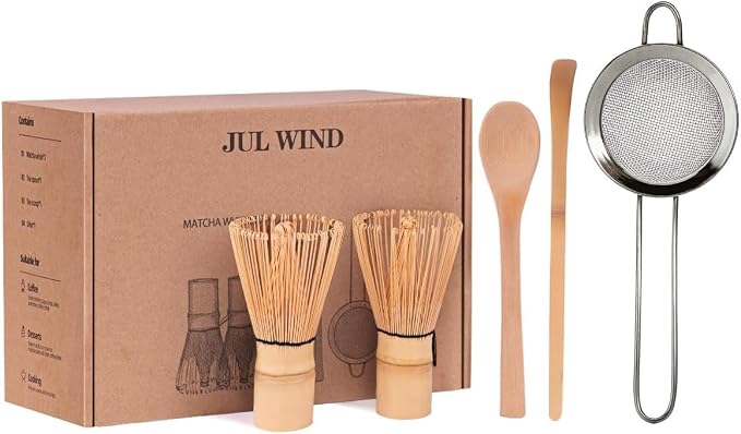 Bamboo Matcha Whisk Set with 2-pack Matcha Whisk, Sifter,Tea Scoop & Spoon | Handcrafted Traditional Japanese Chasen, Natural Bamboo Matcha Kit for Authentic Matcha Tea Preparation