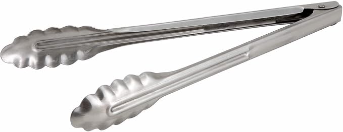 Winco Stainless Steel, Coiled Spring Utility Tong Heavyweight, Medium, 12-Inch (Pack of 2)