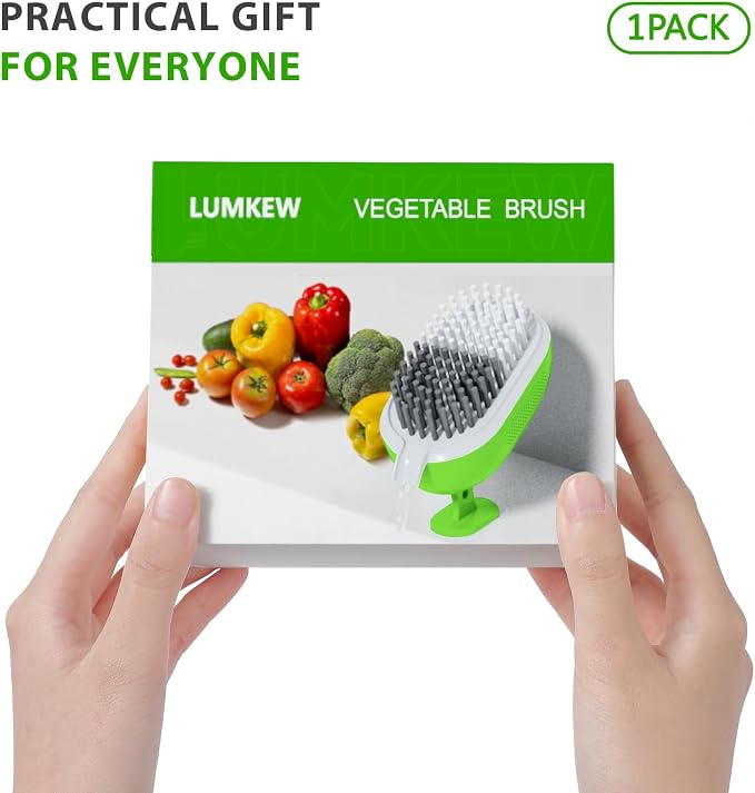 Lumkew Vegetable Brush Scrubber for Food, Green,1Pcs | Drainable, Potato Mushroom Scrubber Brushes, Veggie Fruit Washing Scrub Cleaner