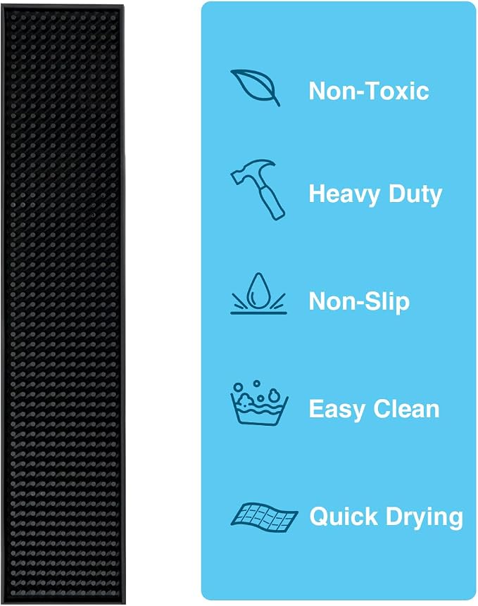 17.5x3.5 inches Long PVC Bar Rail Mat Non-Slip Serving Spill Mat (Pack of 2)