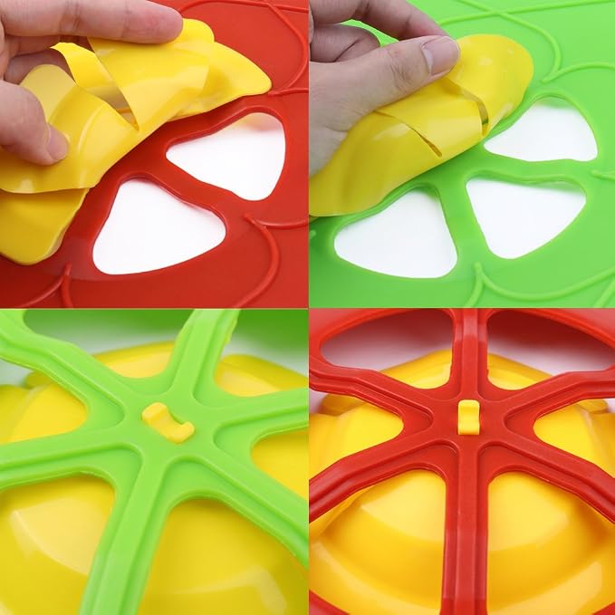 Spill Stopper Lid, Anti Spill & Boil Over Safeguard, Silicone Pot Cover, Multi-Function Kitchen Tool (11"(Red)+10.2“(Green))