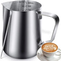 32oz Milk Frothing Pitcher, Stainless Steel Espresso Latte Cup Steaming Pitcher Creamer Cup, Milk Frother Cup Espresso Machine Accessories Barista Tools Jug for Coffee Cappuccino with Latte Art Pen