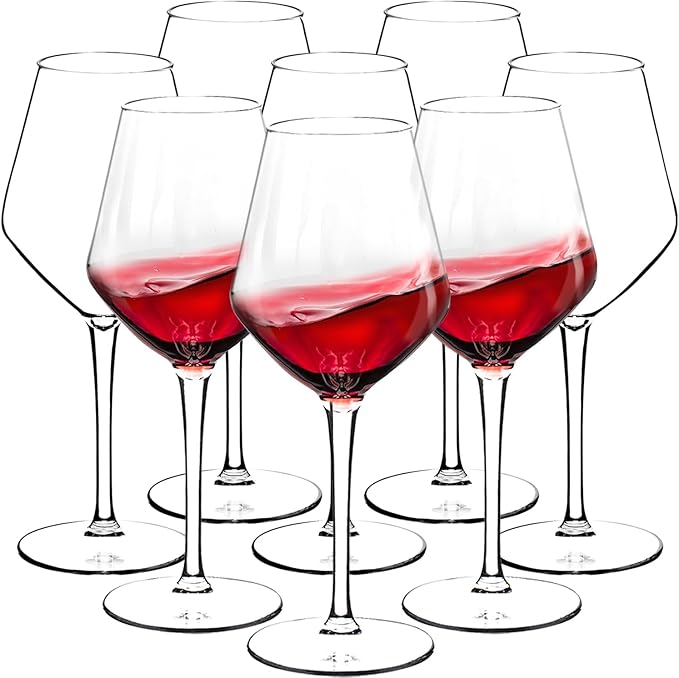 crayline Plastic Wine Glasses Set of 8(15oz) | 100% Tritan & BPA Free | Unbreakable Wine Glasses with Stem | Dishwasher Safe | Perfect For Pool, Patio, Camping, Outdoor Parties, Everyday Use.