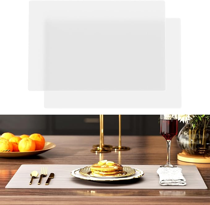 2-Pack Silicone Counter Mats 24”x16”, White Translucent | 1.5mm thick silicone counter protector, heat resistant & non-slip. Works for air fryer, hot pots, pans and coffee maker.