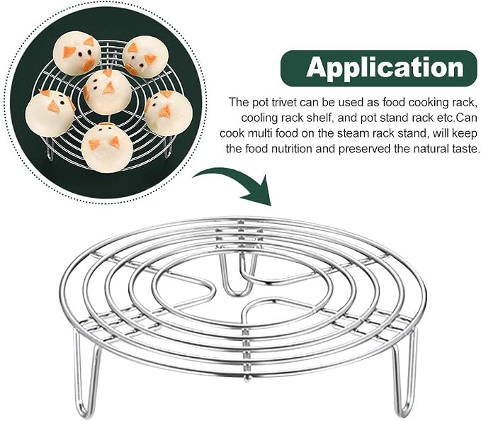 3-in-1 Stainless Steel Steamer Rack & Cooling Rack – Multi-Functional Pot Trivet for Cooking, Baking, Dishwasher Safe, Fits Most Pots & Pans (16cm, Silver)(Silver,Size:16x4cm)
