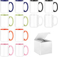 TANGLONG 12PCS 15oz Sublimation coffee Mugs - 6 Assorted Colors-with Box | Heat Sensitive Coffee Mugs for homemade gifts,Home ,Kitchen,office,casual dringking water,juice,milk,latte