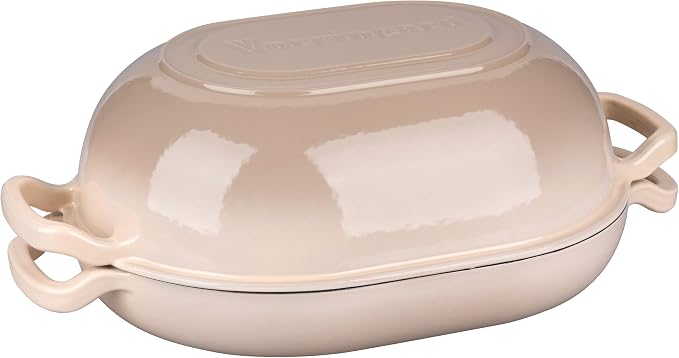 VORRINGARD Enameled Cast Iron Sourdough Bread Oven, Dutch Oven, Loaf Cast Iron Bread Pan for Homemade Bread Baking, Meatloaf Pan with Lid, 7QT, Latte