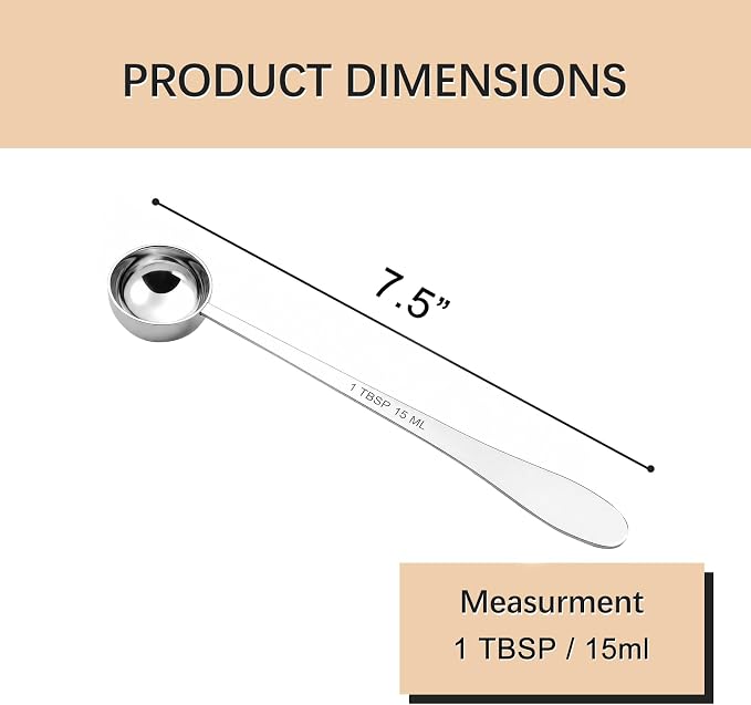 1PCS 1Tablespoon(1tbsp, 3tsp, 15ml) Extra-long Handle Measuring Spoon | 18/8(304) Stainless Steel, Food-Grade, High Precision, Durable, ‌Rust-Free, Dishwasher-Safe, Easy-Read Marking