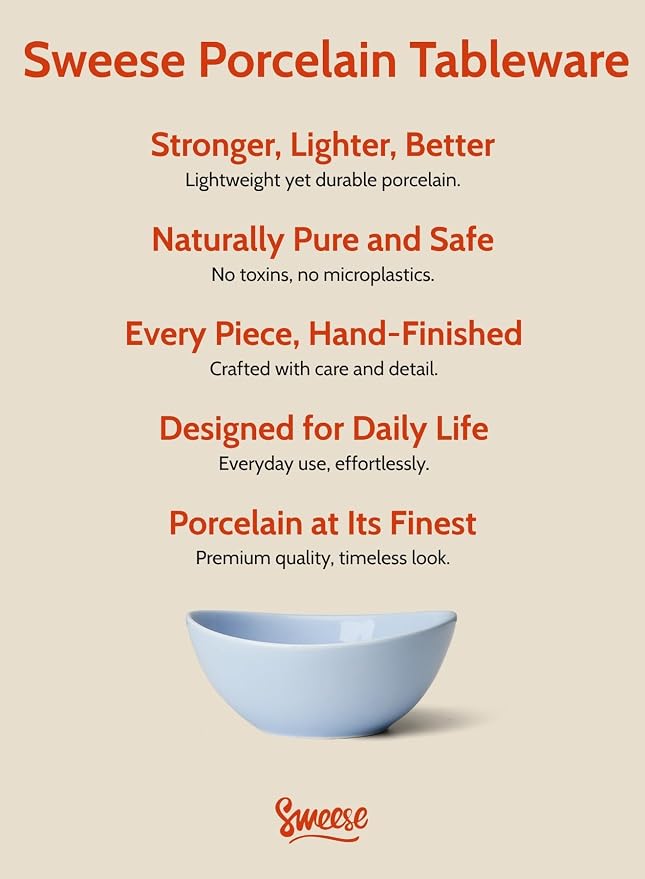 Sweese 10 oz Small Porcelain Bowls - Set of 6 - Ceramic Serving Bowls versatile for Cereal, Fruit, Dessert, Ice Cream, Snack & Yogurt - Shaded of Blue Colored