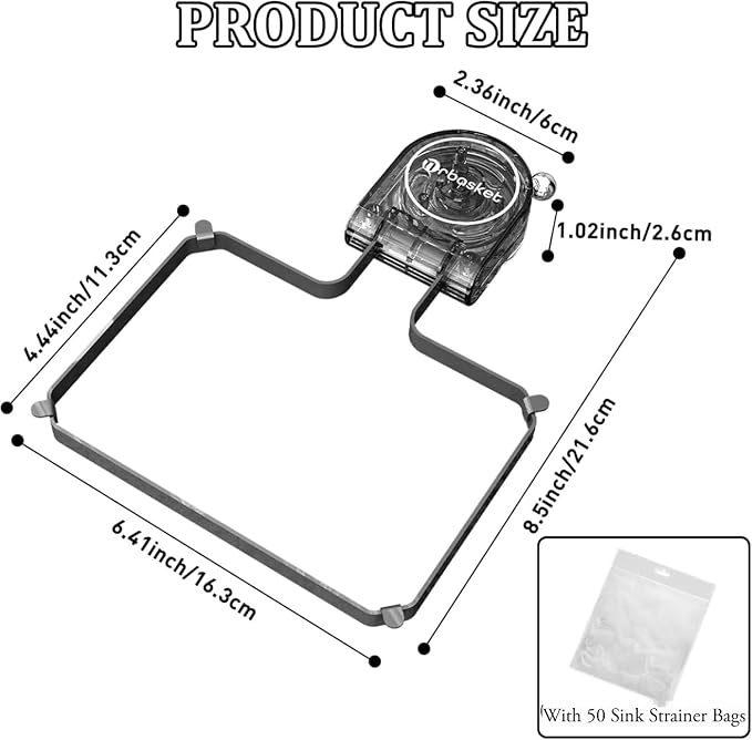 Kitchen Sink Strainer with Filter Mesh Bag, Food Waste Filter Basket, Suction Cup Folding Washing Vegetables and Fruits Drying Bag Holder
