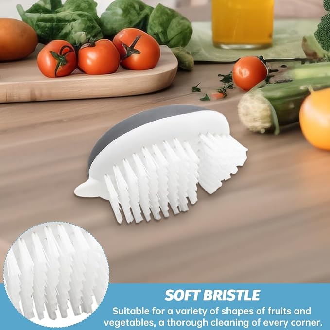 2pcs Vegetable Brush w/Dots Remover - Potato Scrubber Brush | Soft and Stiff Bristles,Fruit and Veggie Brushes for Cleaning Food, Corn Silk,for Carrots, Apples, & Mushrooms