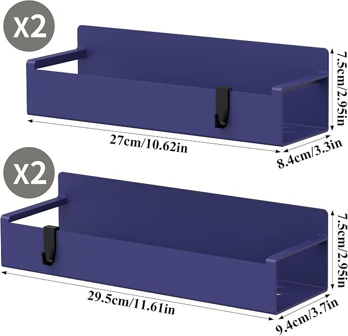 4 Pack Magnetic Spice Rack Organizer for Refrigerator and Oven, Dark Blue Fridge Organizers and Storage for Kitchen