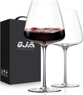 OJA Wine Glasses Set, Crystal Hand Blown Red Wine Glass Set of 2, 23 oz | Long Stem, Unique Large Design, Best for Wine tasting, Birthday, Christmas, Anniversary