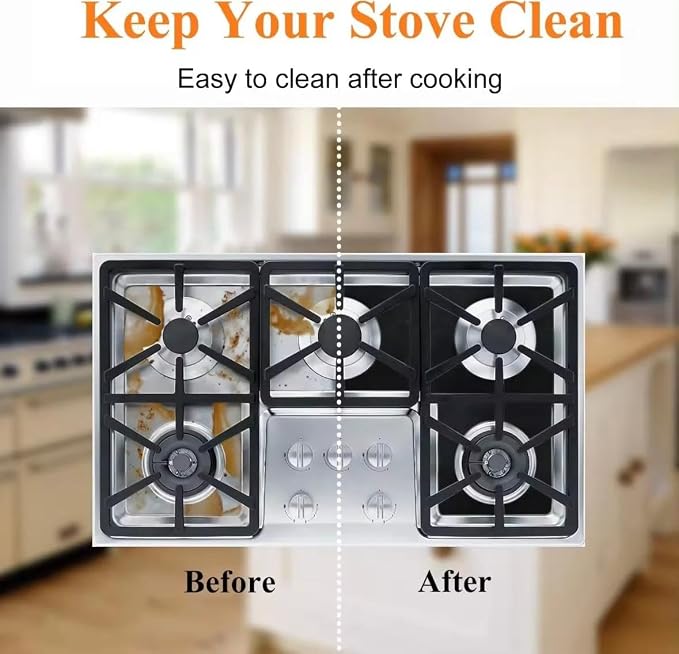 Stove Burner Covers - Gas Stove Protector, Black 0.3mm Double Thickness, Reusable, Non Stick, Easy to Clean Liners for Kitchen. Stove top Covers Gas Burners BPA Free,Can Cut to fit any Stove(10 Packs)