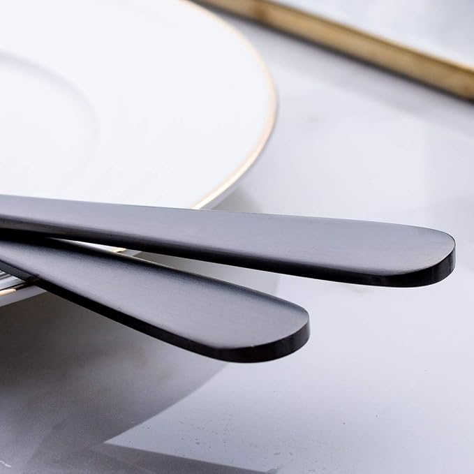 Matte Black Dinner Knife, GoGeiLi Stainless Steel Satin Finish 9.4-inch Dinner Table Knife Set, Service for 6, Dishwasher Safe